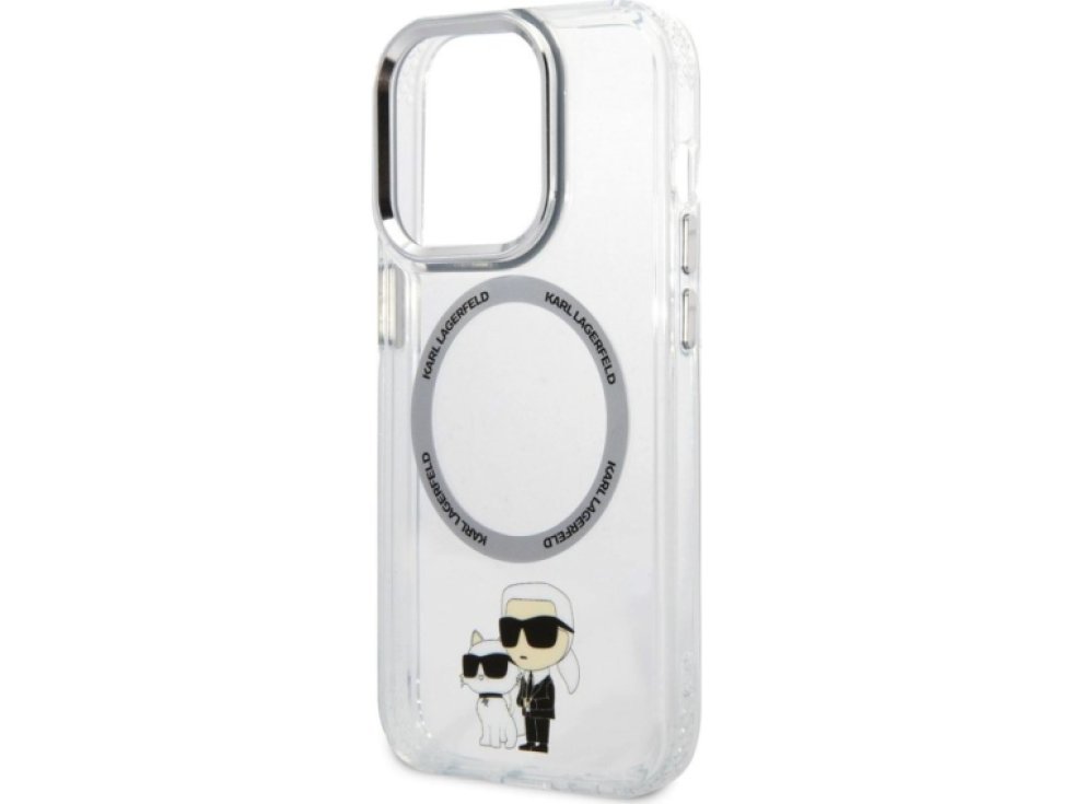Ochranný kryt na iPhone 15 Pro - Karl Lagerfeld, IML Karl and Choupette NFT MagSafe Transparent KLHMP15LHNKCIT