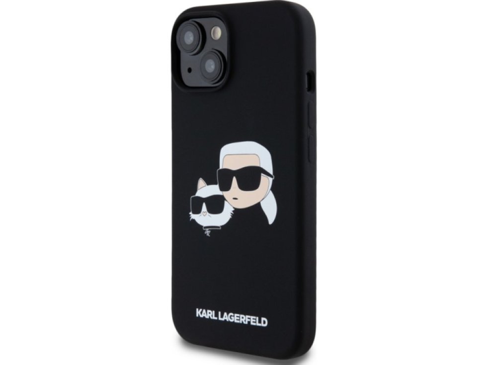 Ochranný kryt na iPhone 15 Pro MAX - Karl Lagerfeld, Double Heads MagSafe Black KLHMP15XSKCHPPLK