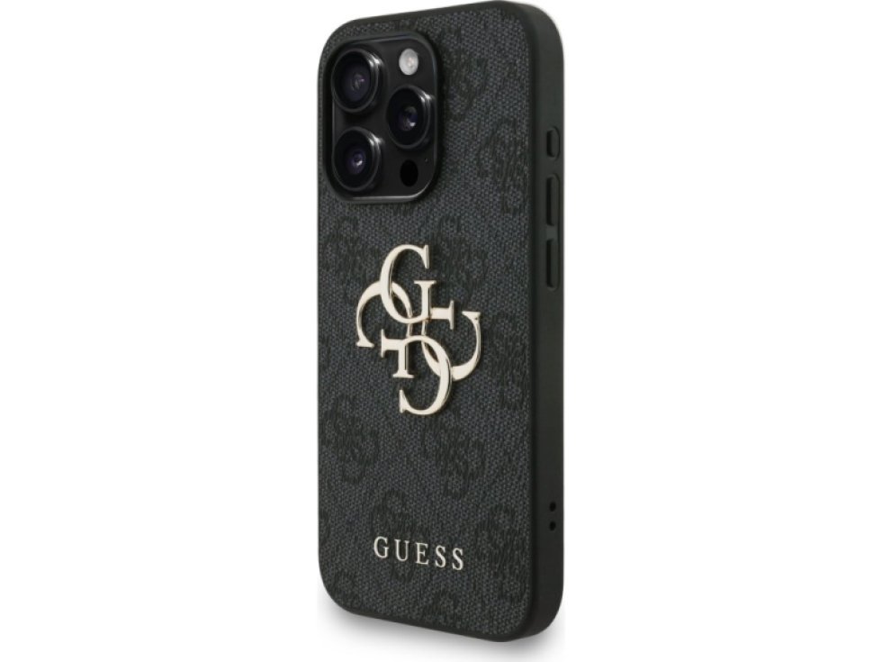 Ochranný kryt na iPhone 15 Pro MAX - Guess, 4G Metal Logo Strap Black GUHCP15XP4GMGSK
