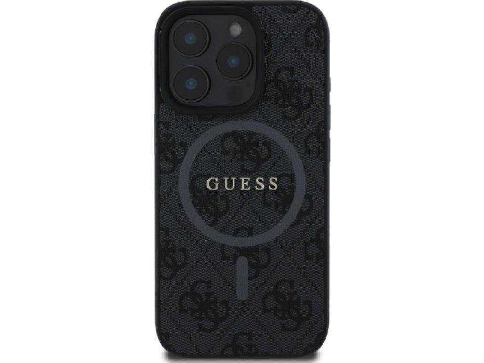 Ochranný kryt na iPhone 16 Pro MAX - Guess, 4G Colored Ring MagSafe Black GUHMP16XG4GFRK