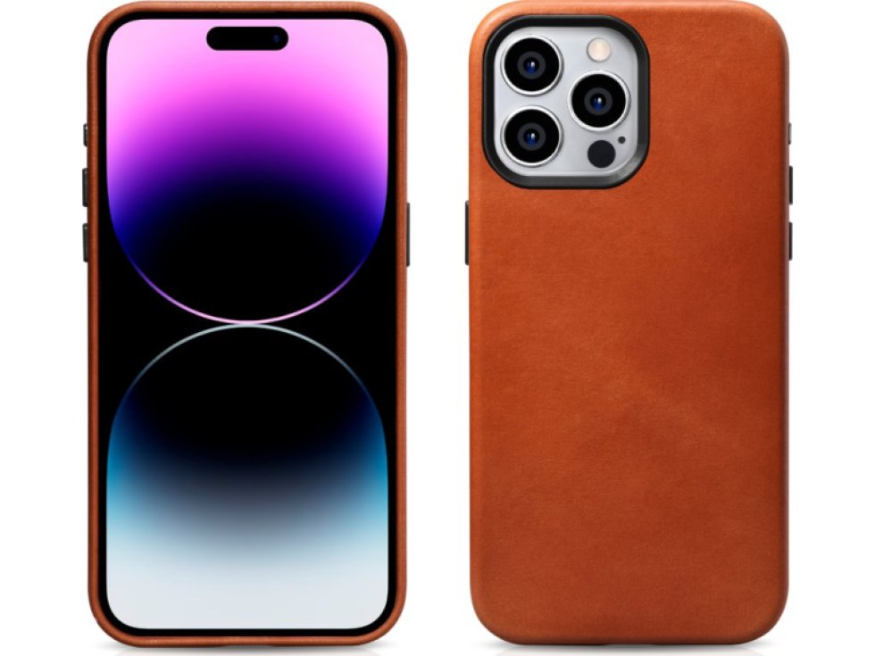 Kožený obal na iPhone 15 Pro - iCarer, OilWax MagSafe Retro WMI15230602-SN