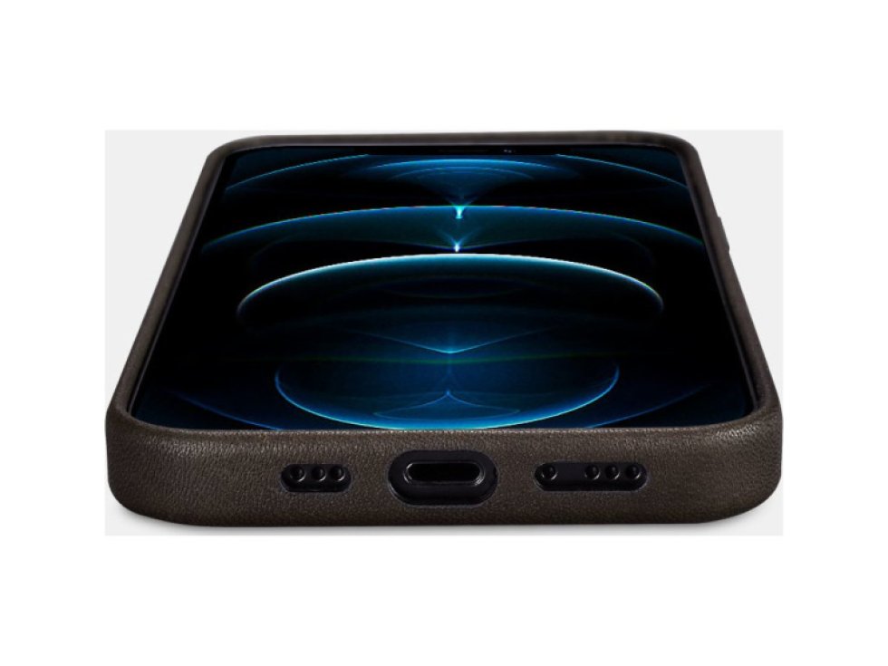 Kožený kryt na iPhone 12 Pro MAX - iCarer, Crazy Horse with MagSafe Coffee 13.01.ALI1203-CO