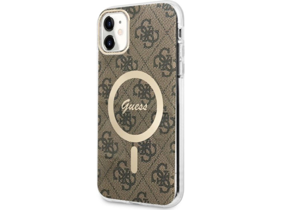 Ochranný kryt pro iPhone 11 - Guess, 4G IML MagSafe Brown GUHMN61H4STW