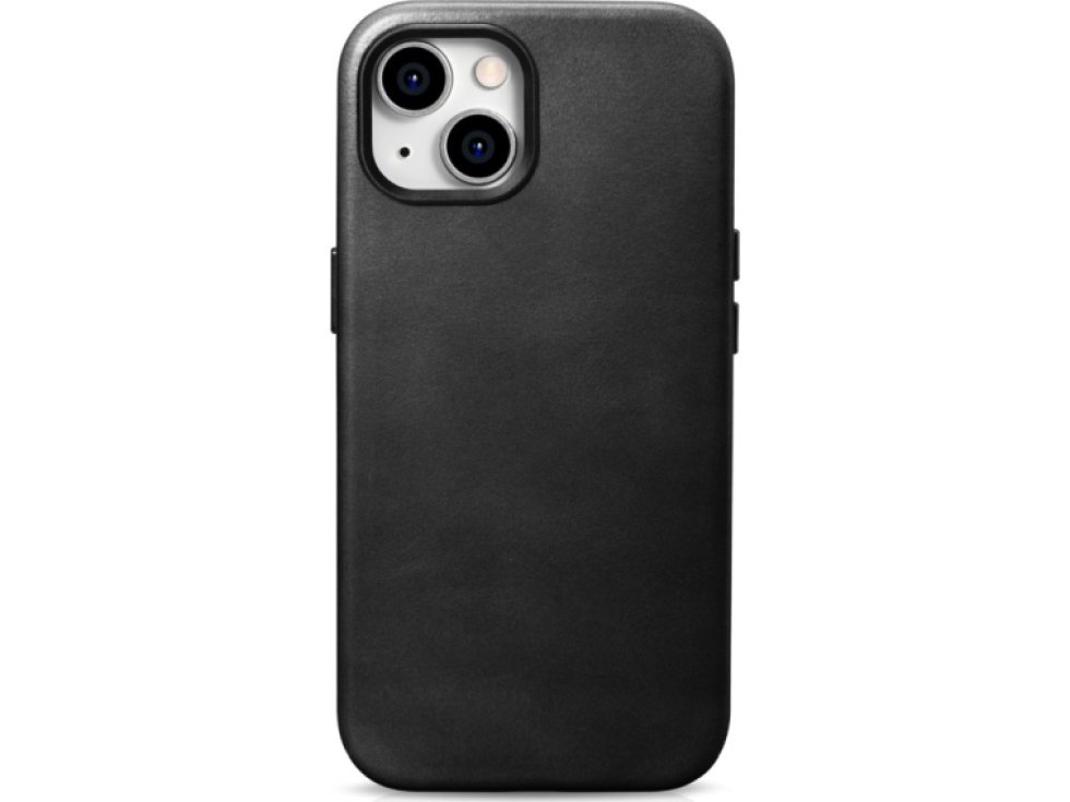 Kožený obal na iPhone 15 - iCarer, OilWax MagSafe Black WMI15230601-BK