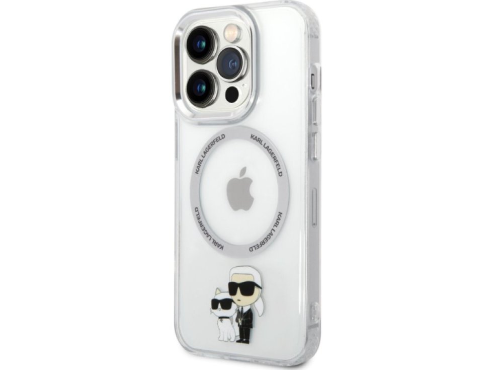 Ochranný kryt pro iPhone 13 Pro - Karl Lagerfeld, IML Karl and Choupette NFT MagSafe Transparent KLHMP13LHNKCIT