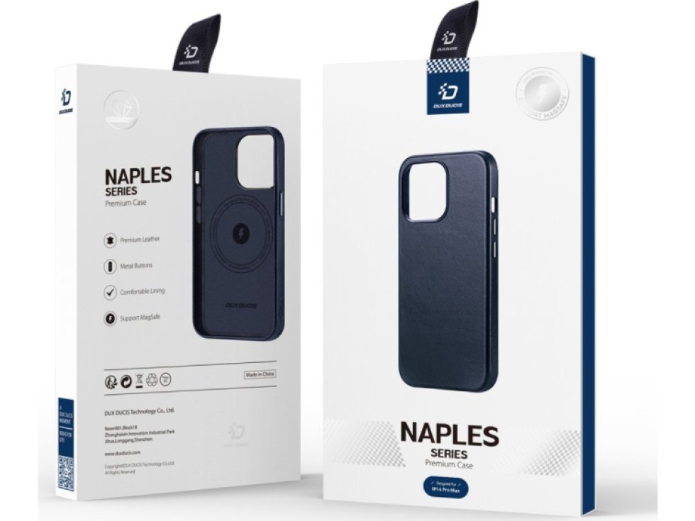 Kožený kryt na iPhone 14 Pro MAX - DuxDucis, Naples with MagSafe Blue