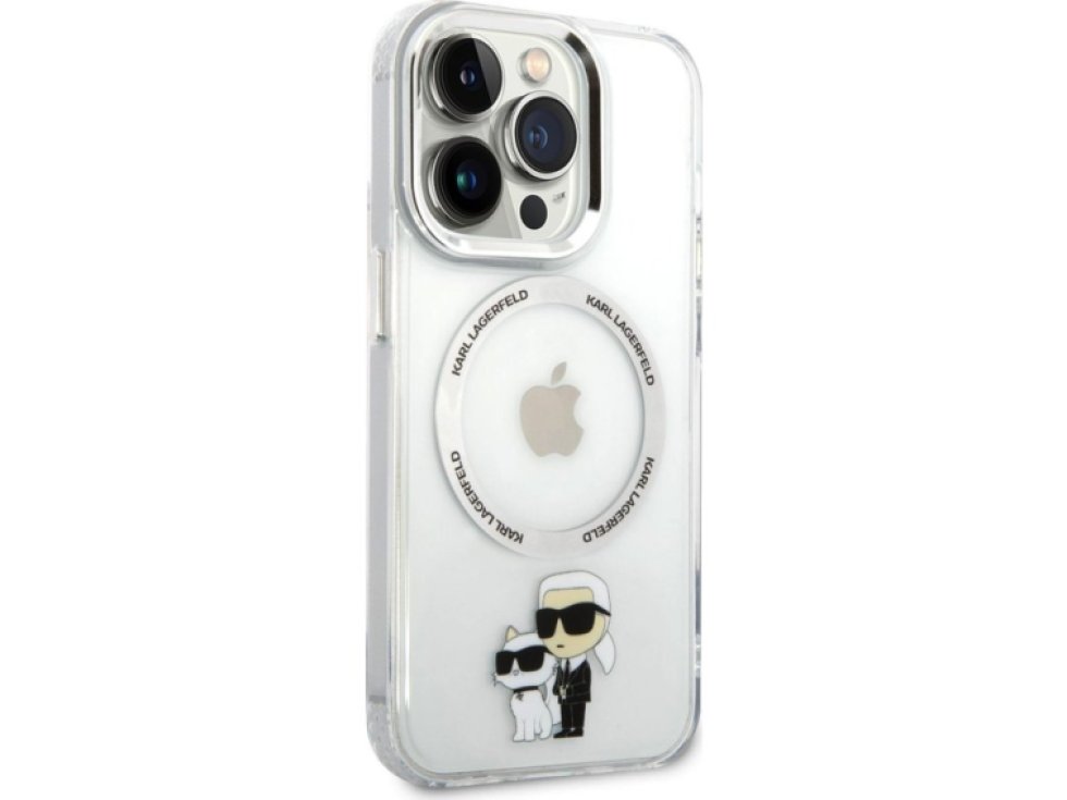 Ochranný kryt na iPhone 15 Pro - Karl Lagerfeld, IML Karl and Choupette NFT MagSafe Transparent KLHMP15LHNKCIT