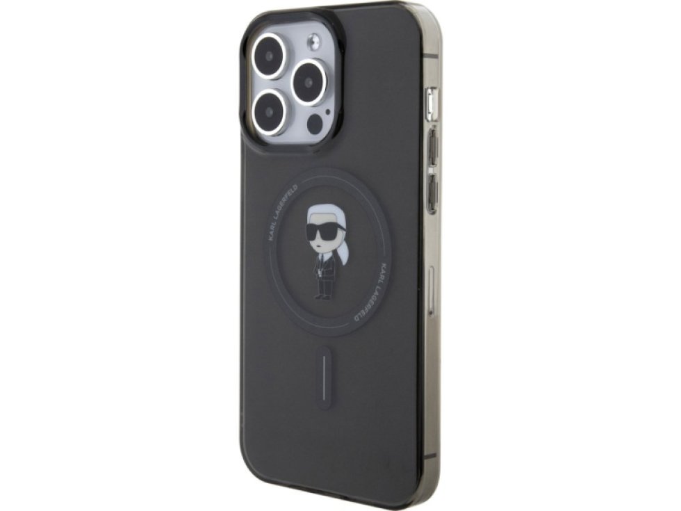 Ochranný kryt na iPhone 15 Pro MAX - Karl Lagerfeld, IML Ikonik MagSafe Black KLHMP15XHFCKNOK