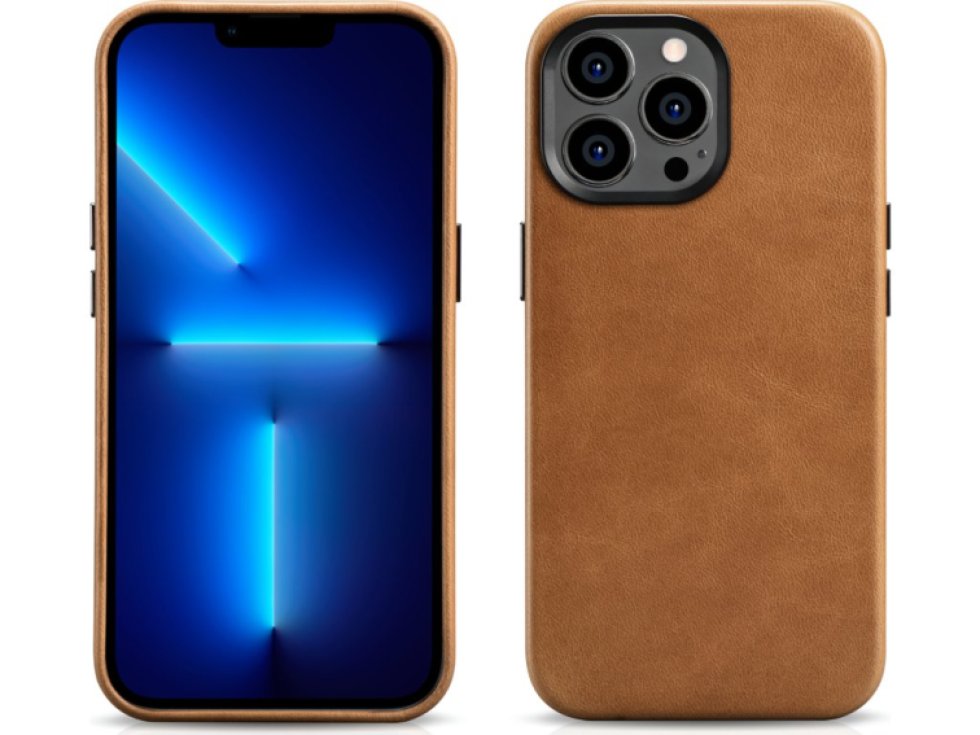 Kožený obal na iPhone 14 Pro MAX - iCarer, OilWax MagSafe Camel WMI14220704-TN