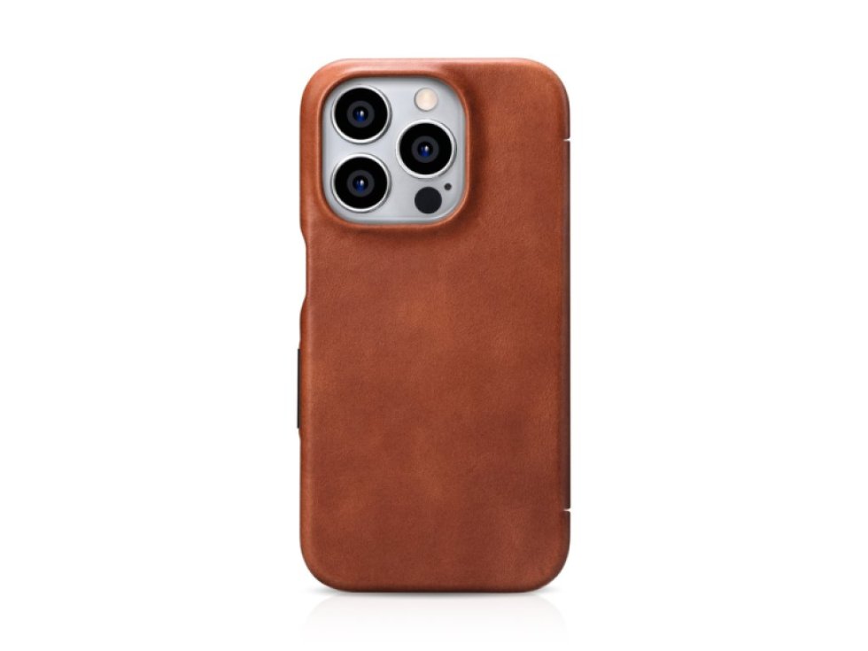Knížkové pouzdro na iPhone 15 Pro - iCarer, Oil Wax Real Leather MagSafe Brown WMI16250504-BN