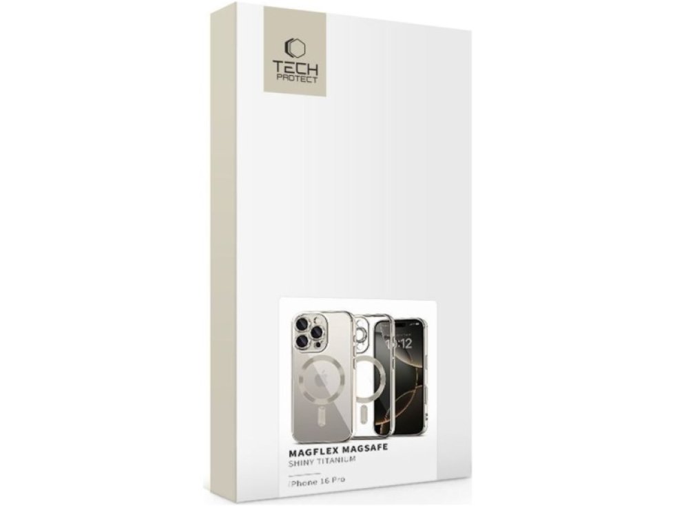 Ochranný kryt na iPhone 16 Pro - Tech-Protect, Magflex MagSafe Shiny Titanium