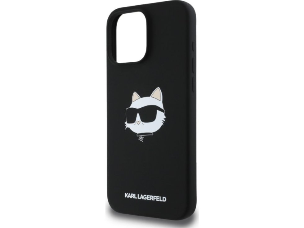 Ochranný kryt na iPhone 16 Pro - Karl Lagerfeld, Silicone Choupette Head MagSafe Black KLHMP16LSCHPPLK