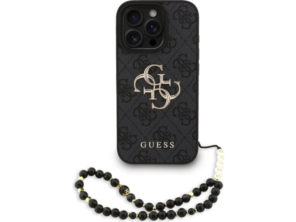 Ochranný kryt na iPhone 16 Pro - Guess, 4G Metal Logo Strap Black GUHCP16LP4GMGSK