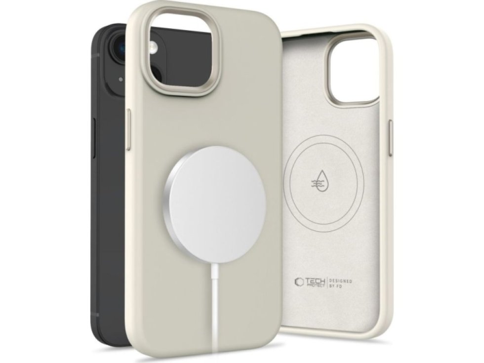 Ochranný kryt na iPhone 15 - Tech-Protect, Pure MagSafe Cosmic Latte