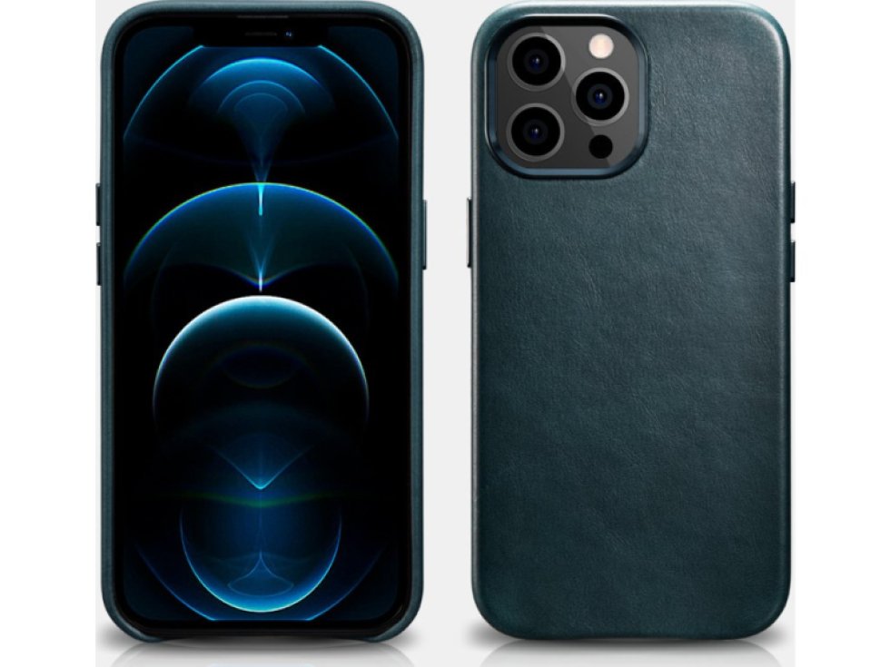 Kožený kryt na iPhone 13 Pro MAX - iCarer, Oil Wax with MagSafe Blue 11.01.WMI1304-BU