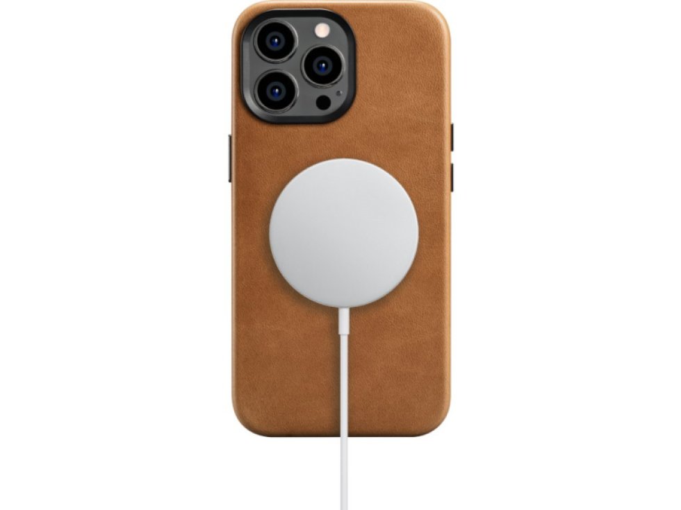 Kožený obal na iPhone 14 Pro MAX - iCarer, OilWax MagSafe Camel WMI14220704-TN