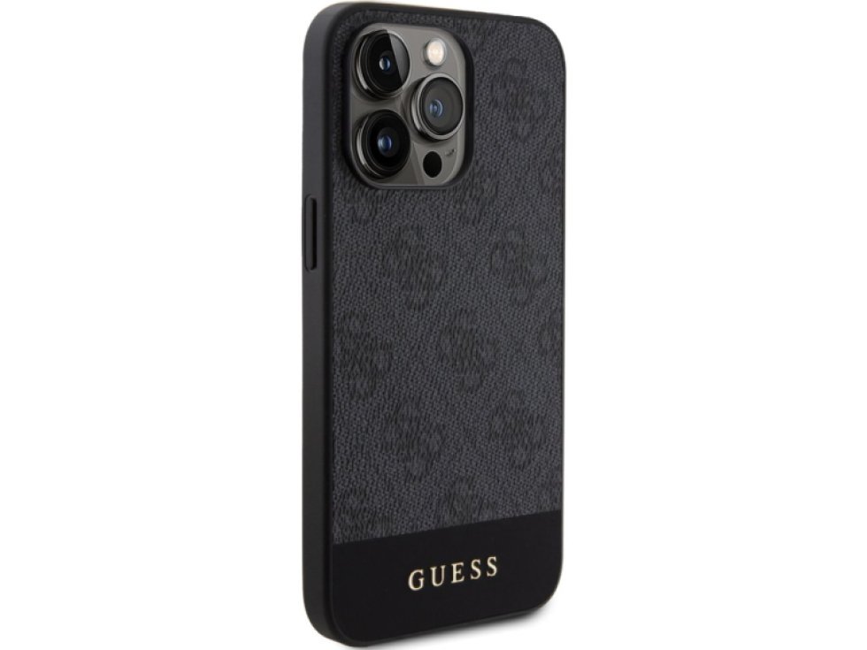 Ochranný kryt na iPhone 15 Pro MAX - Guess, 4G Stripe MagSafe Black GUHMP15XG4GLGR
