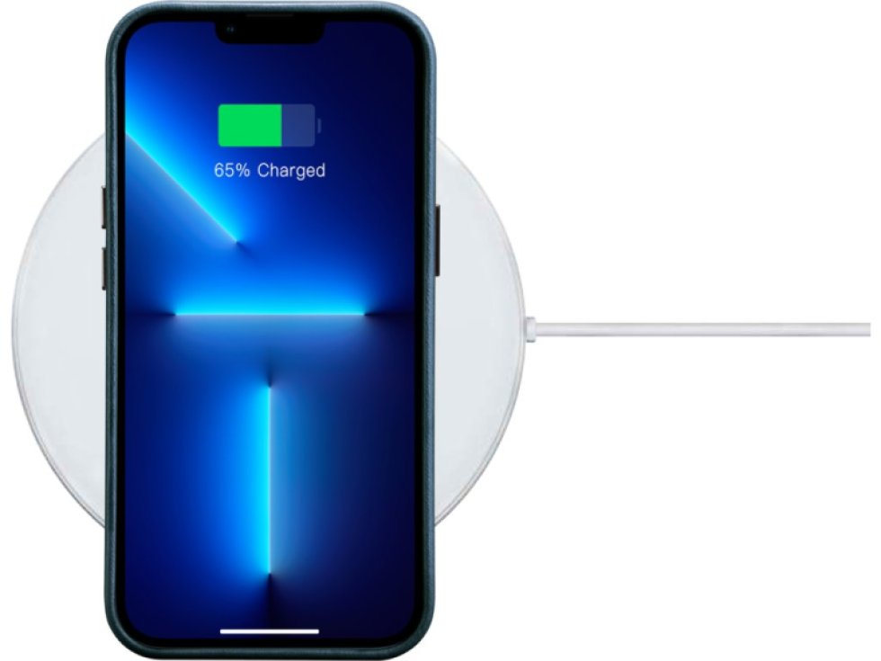 Kožený obal na iPhone 14 Pro - iCarer, OilWax MagSafe Blue WMI14220702-BU