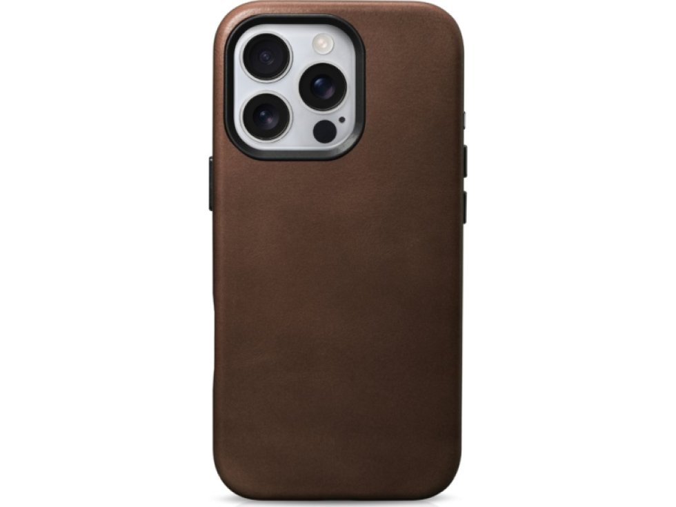 Kožený obal na iPhone 16 Pro MAX - iCarer, OilWax MagSafe Brown 11.01.WMI16240704-BN
