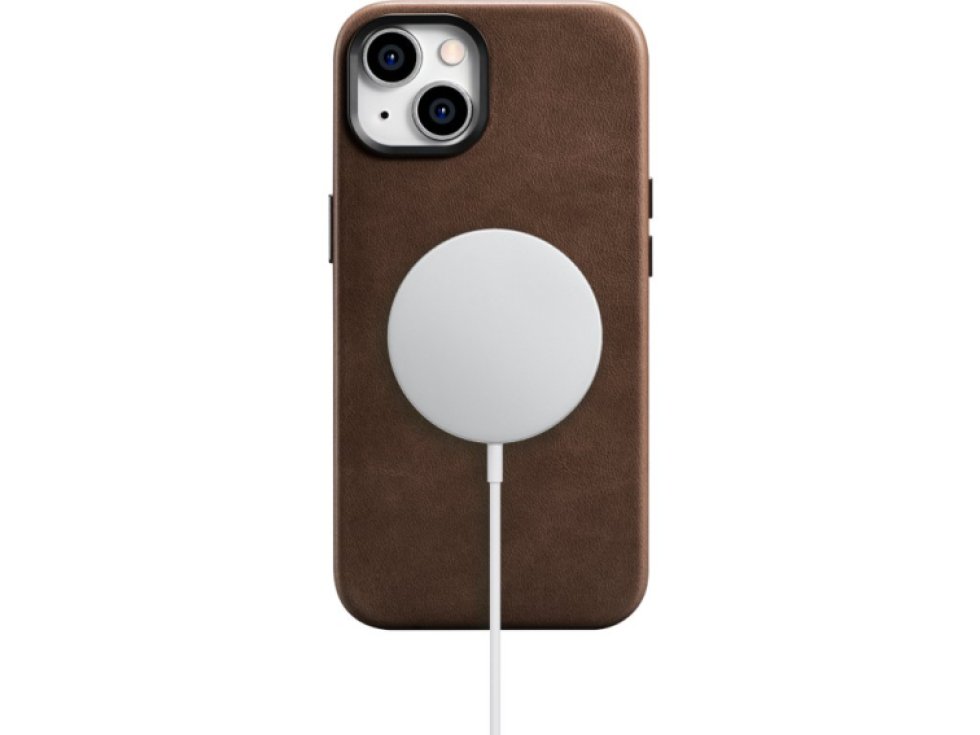 Kožený obal na iPhone 14 - iCarer, OilWax MagSafe Brown WMI14220701-BN