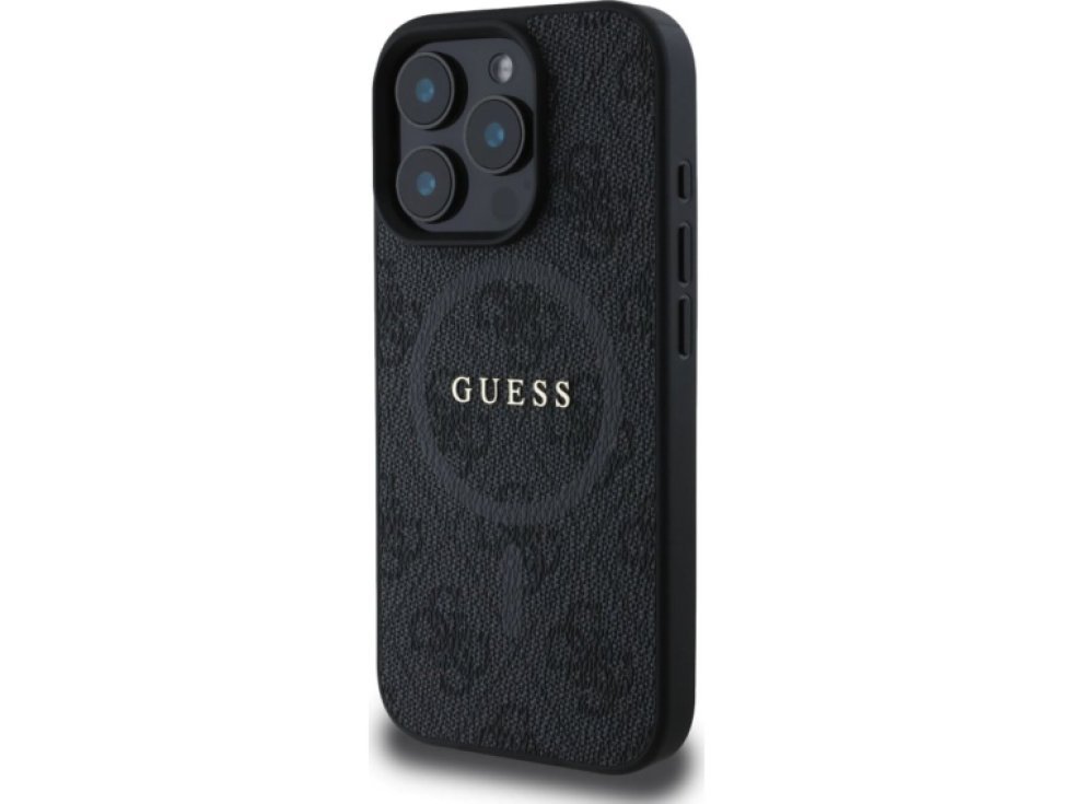 Ochranný kryt na iPhone 16 Pro - Guess, 4G Colored Ring MagSafe Black GUHMP16LG4GFRK