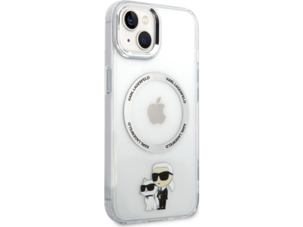 Ochranný kryt pro iPhone 13 - Karl Lagerfeld, IML Karl and Choupette NFT MagSafe Transparent KLHMP13MHNKCIT