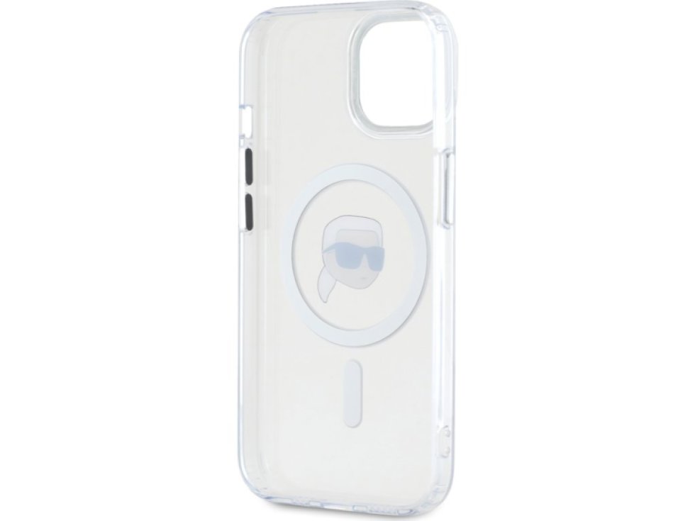 Ochranný kryt na iPhone 15 - Karl Lagerfeld, IML Karl Head MagSafe Transparent KLHMP15SHLSKIH