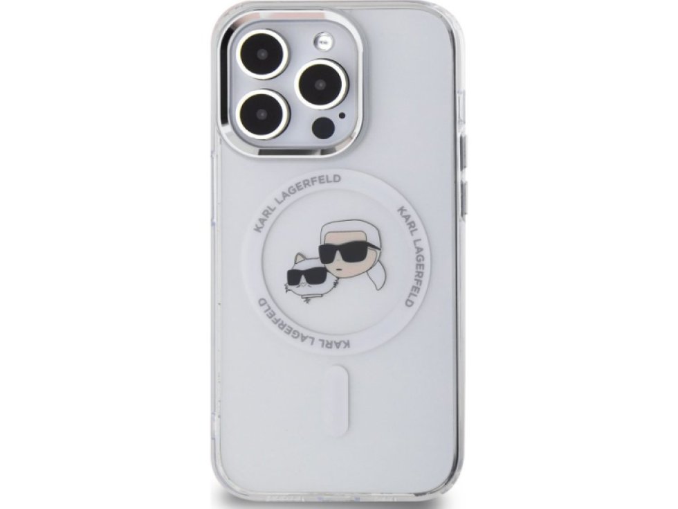 Ochranný kryt na iPhone 15 Pro MAX - Karl Lagerfeld, IML K&CH Heads MagSafe Transparent KLHMP15XHLSKCH