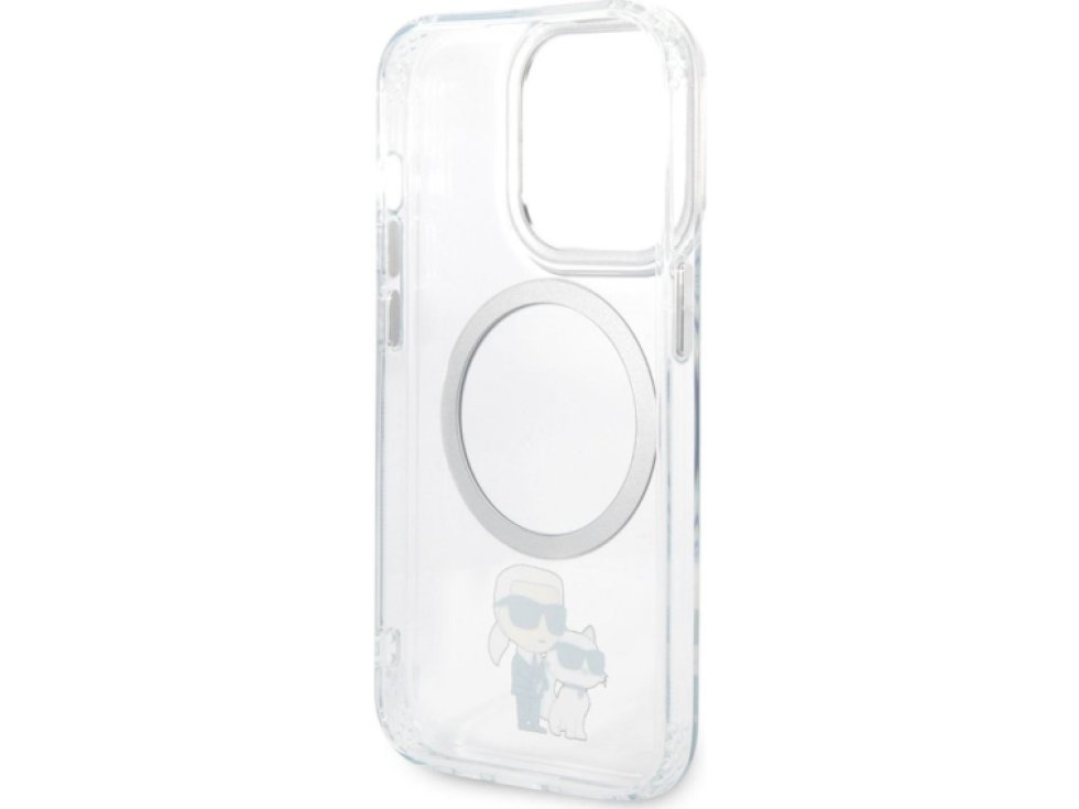 Ochranný kryt pro iPhone 14 Pro - Karl Lagerfeld, IML Karl and Choupette NFT MagSafe Transparent KLHMP14LHNKCIT