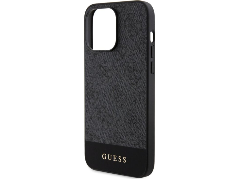 Ochranný kryt na iPhone 15 Pro MAX - Guess, 4G Stripe MagSafe Black GUHMP15XG4GLGR