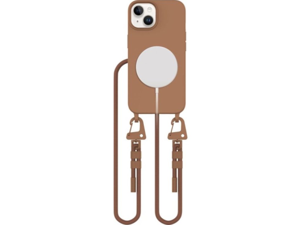 Kryt se šňůrkou na iPhone 13 - Tech-Protect, Magnecklace MagSafe Chocolate Brown
