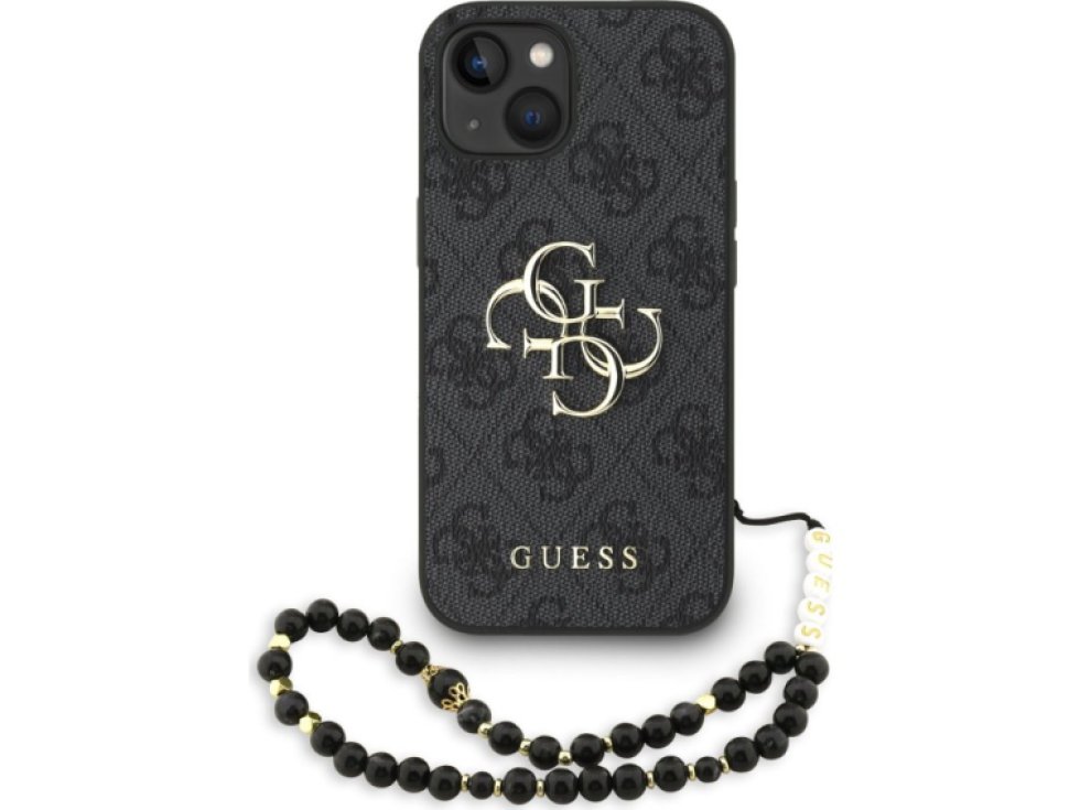 Ochranný kryt na iPhone 15 - Guess, 4G Metal Logo Strap Black GUHCP15SP4GMGSK