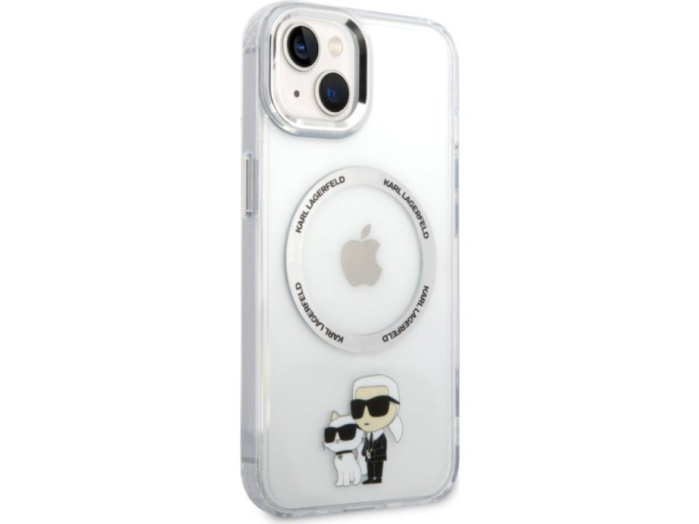 Ochranný kryt na iPhone 15 - Karl Lagerfeld, IML Karl and Choupette NFT MagSafe Transparent KLHMP15SHNKCIT