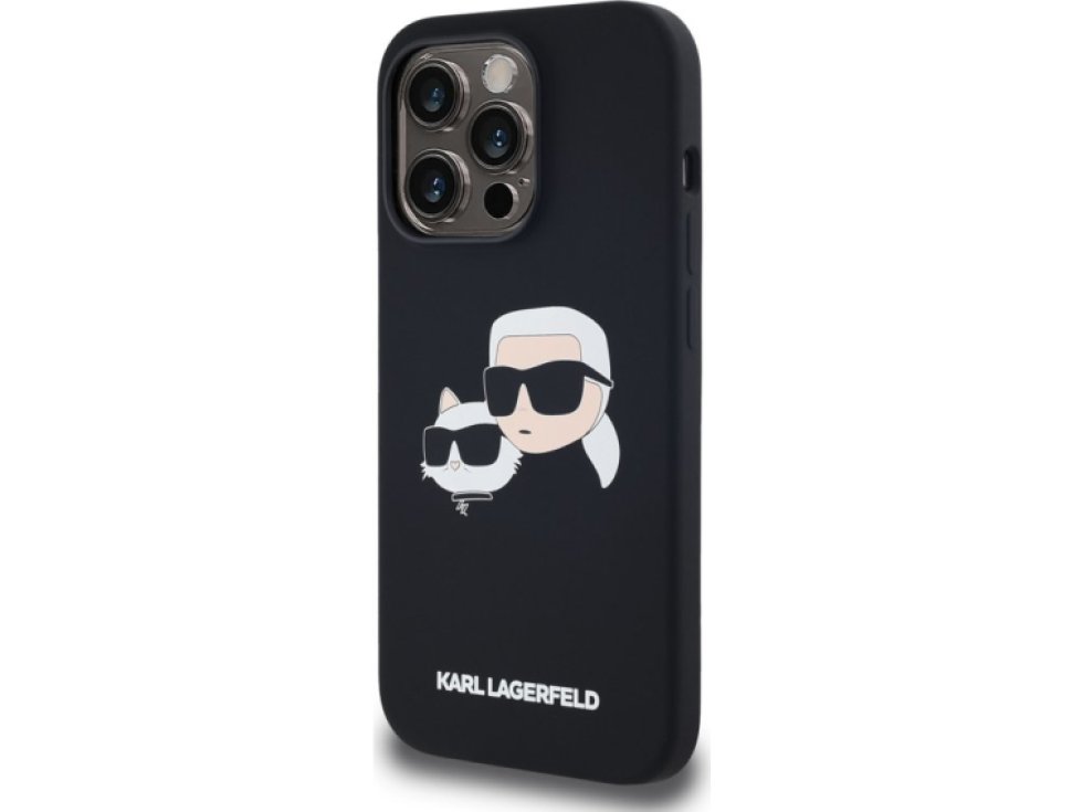 Ochranný kryt na iPhone 14 Pro - Karl Lagerfeld, Double Heads MagSafe Black KLHMP14LSKCHPPLK