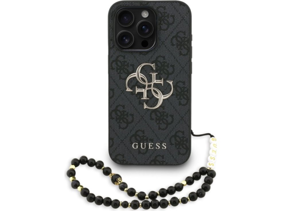 Ochranný kryt na iPhone 15 Pro MAX - Guess, 4G Metal Logo Strap Black GUHCP15XP4GMGSK
