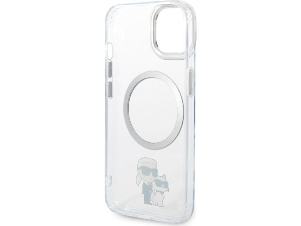 Ochranný kryt pro iPhone 13 - Karl Lagerfeld, IML Karl and Choupette NFT MagSafe Transparent KLHMP13MHNKCIT