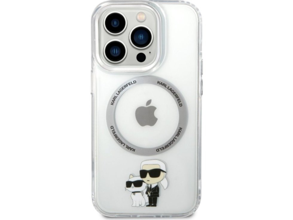 Ochranný kryt pro iPhone 14 Pro MAX - Karl Lagerfeld, IML Karl and Choupette NFT MagSafe Transparent KLHMP14XHNKCIT