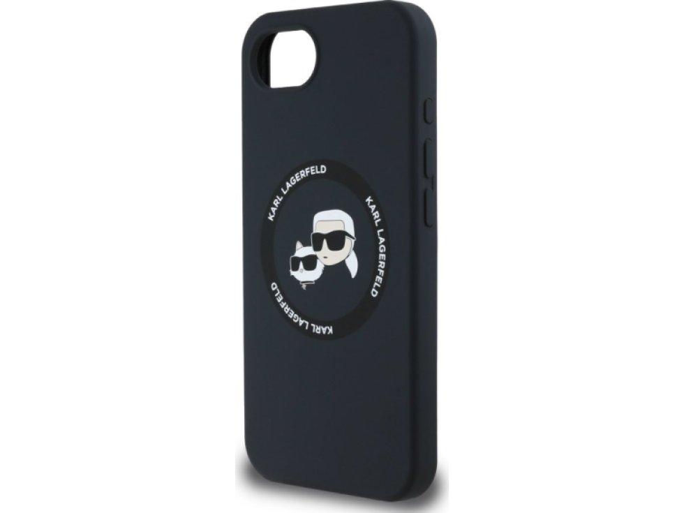 Ochranný kryt na iPhone 16e - Karl Lagerfeld, Silicone K&CH Heads MagSafe Black KLHMPSE4SKCHTCK