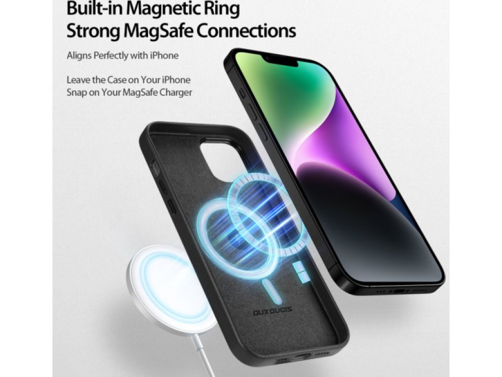 Ochranný kryt na iPhone 14 - DuxDucis, Grit with MagSafe Black