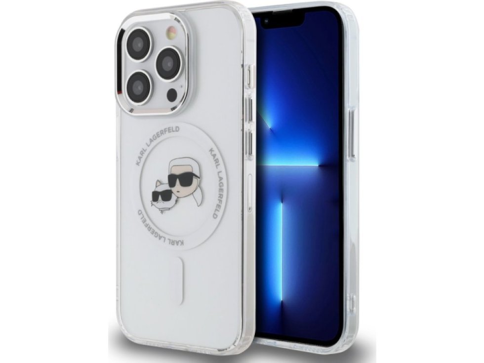Ochranný kryt na iPhone 15 Pro - Karl Lagerfeld, IML K&CH Heads MagSafe Transparent KLHMP15LHLSKCH