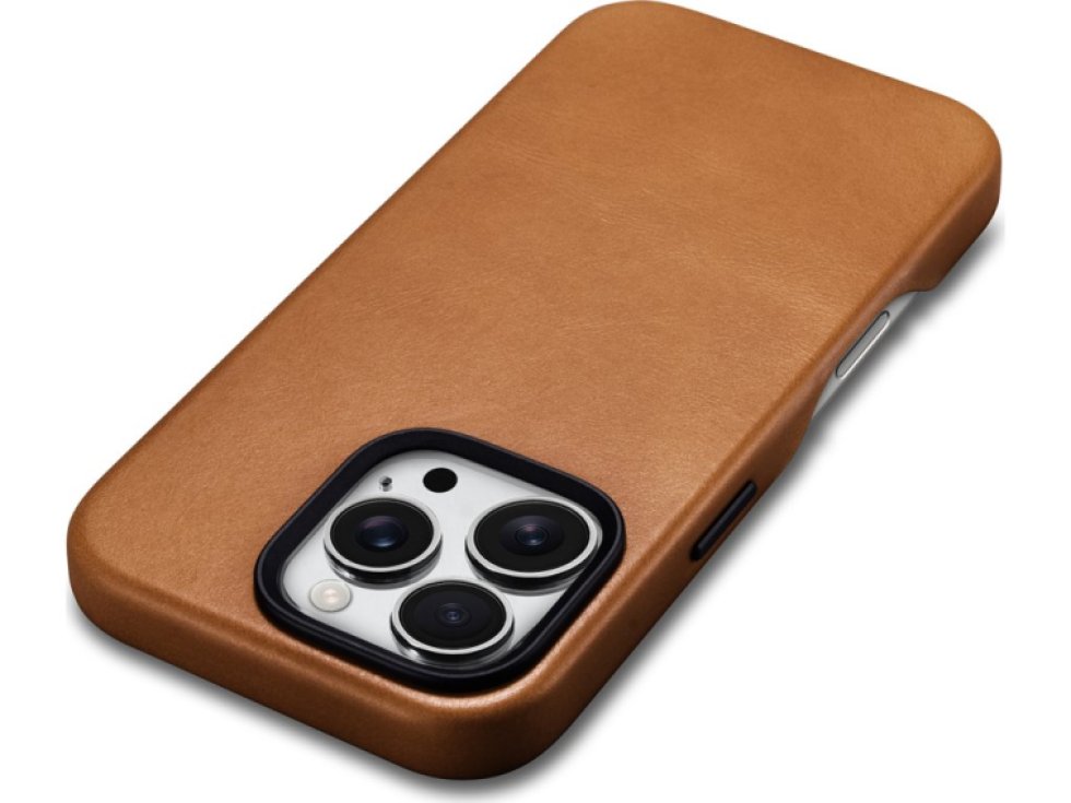 Kožený obal na iPhone 16 Pro MAX - iCarer, OilWax MagSafe Camel 11.01.WMI16240704-TN
