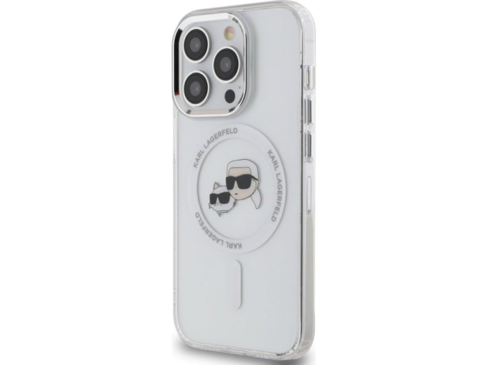 Ochranný kryt na iPhone 15 Pro - Karl Lagerfeld, IML K&CH Heads MagSafe Transparent KLHMP15LHLSKCH