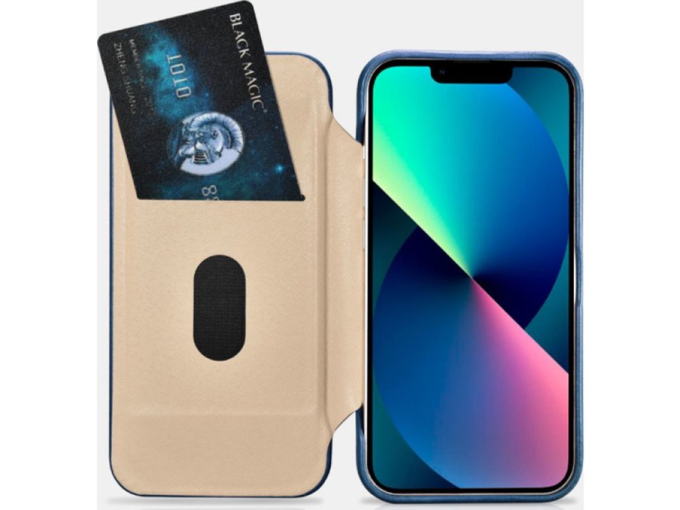 Knížkové pouzdro pro iPhone 14 PLUS - iCarer, Curved Edge MagSafe Blue AKI14220707-BU