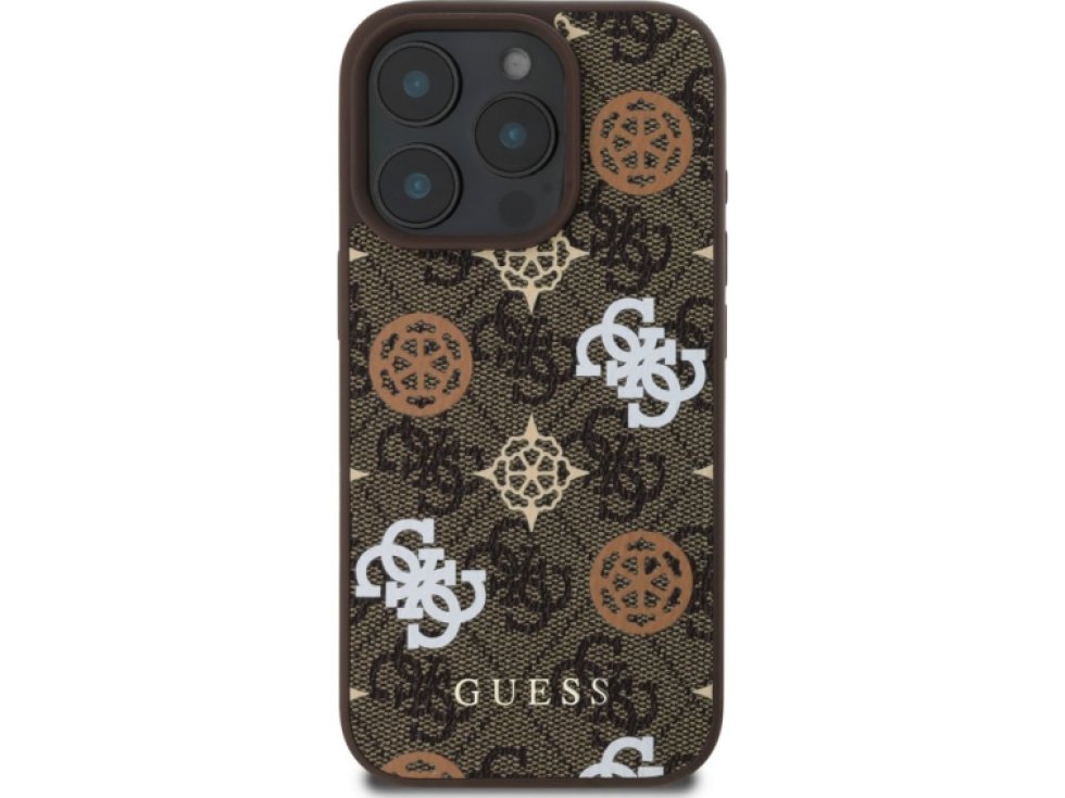 Ochranný kryt na iPhone 16 Pro - Guess, 4G Peony MagSafe Brown GUHMP16LP4PWPW