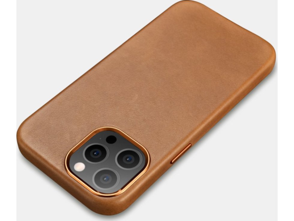 Kožený kryt na iPhone 13 Pro MAX - iCarer, Oil Wax with MagSafe Brown 11.01.WMI1304-BN