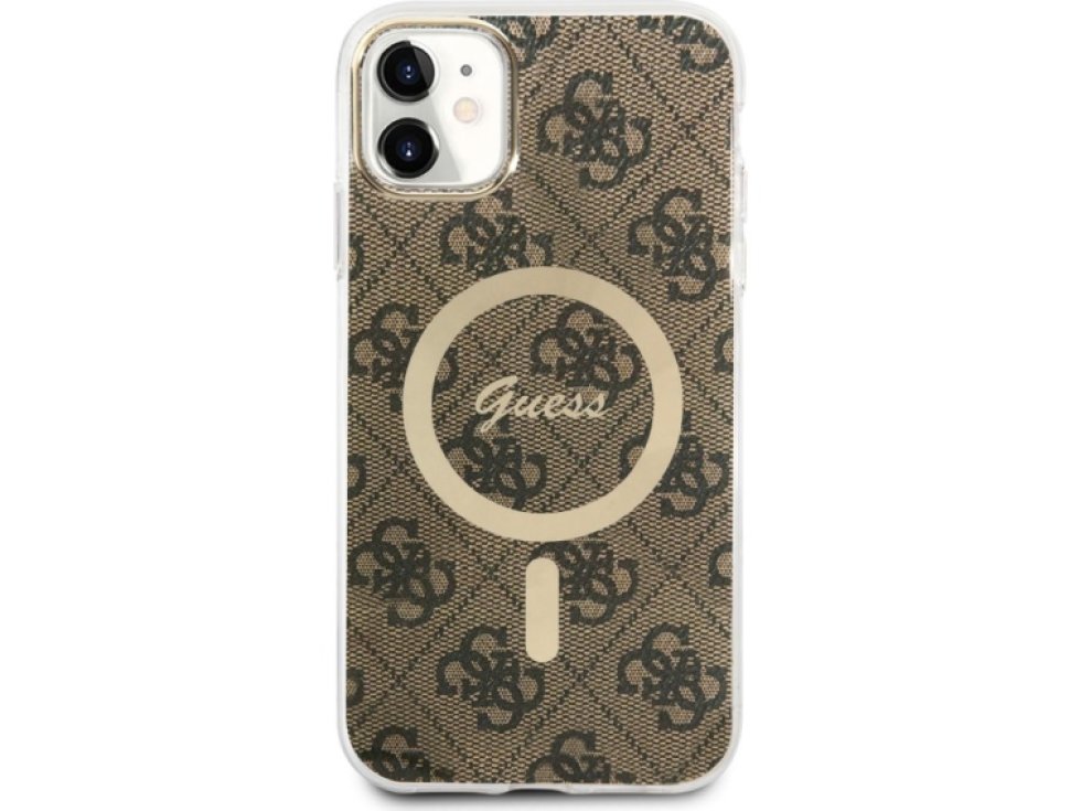Ochranný kryt pro iPhone 11 - Guess, 4G IML MagSafe Brown GUHMN61H4STW