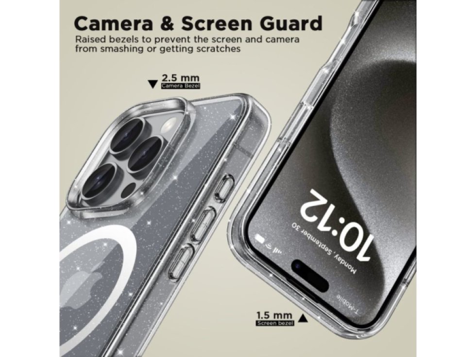 Ochranný kryt na iPhone 16 Pro - Tech-Protect, Flexair Hybrid MagSafe Glitter