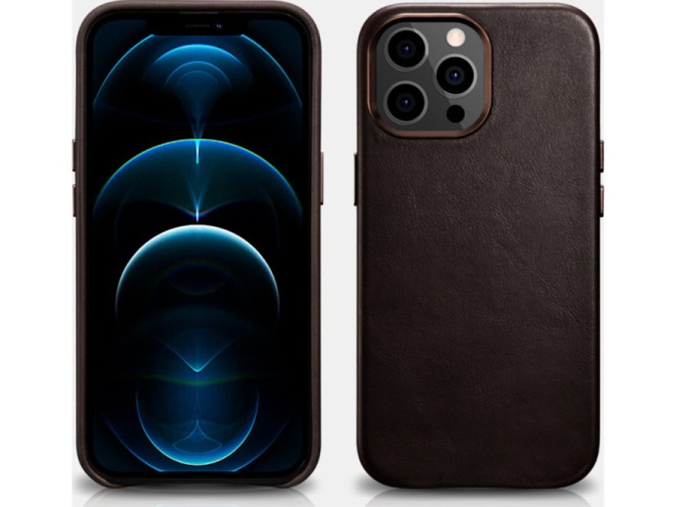 Kožený kryt na iPhone 13 Pro - iCarer, Oil Wax with MagSafe Coffee 11.01.WMI1303-CO