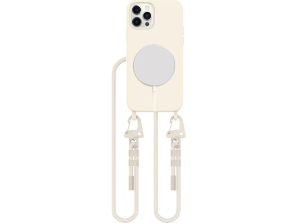 Kryt se šňůrkou na iPhone 12 / 12 Pro - Tech-Protect, Magnecklace MagSafe Cosmic Latte