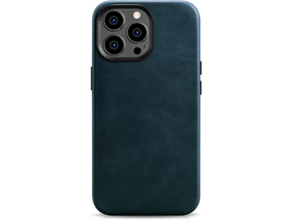 Kožený obal na iPhone 14 Pro MAX - iCarer, OilWax MagSafe Blue WMI14220704-BU